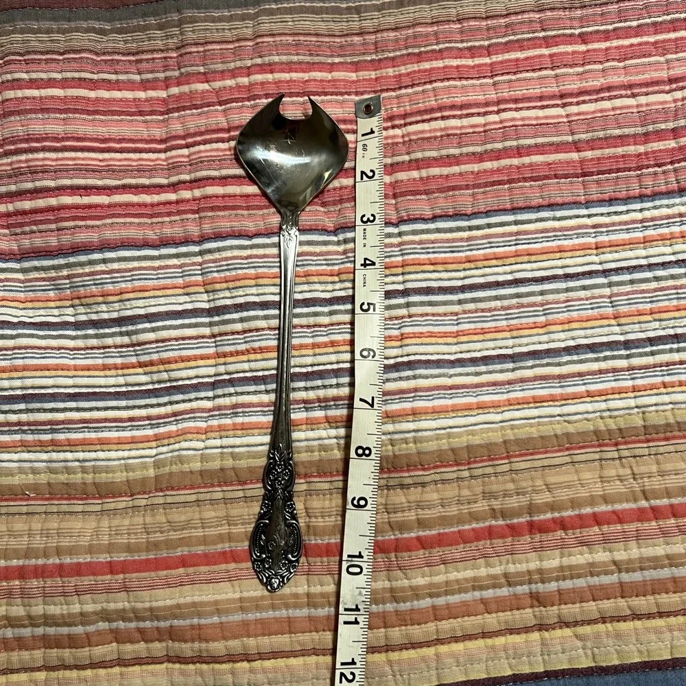 Vintage Springtime Stainless Japan Serving Spoon Ladle Unique Cut Out Serving